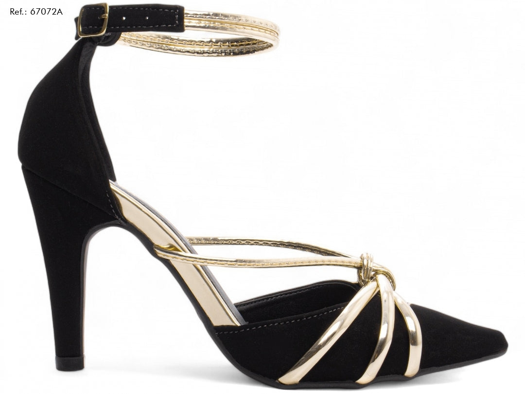 Sapato Scarpin Feminino Nobuck Preto – Bico Fino e Salto Alto